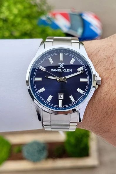 Daniel Klein DKISTE1134 Kadranı Lacivert Kordonu Gümüş Renk Takvimli Erkek Kol Saati - Resim 2