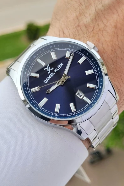 Daniel Klein DKISTE1134 Kadranı Lacivert Kordonu Gümüş Renk Takvimli Erkek Kol Saati - Resim 4