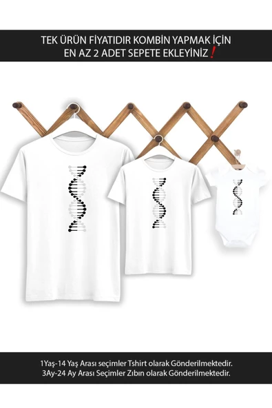 Siyah Beyaz DNA Baba Oğul Kız (TEK ÜRÜN FİYATIDIR KOMBİN YAPMAK İÇİN EN AZ 2 ADET SEPETE EKLEYİNİZ)
