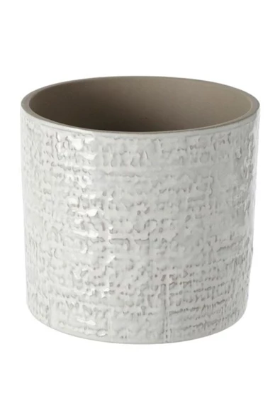Chıafrön 12 Cm Stoneware Dekoratif Beyaz Saksı - 2