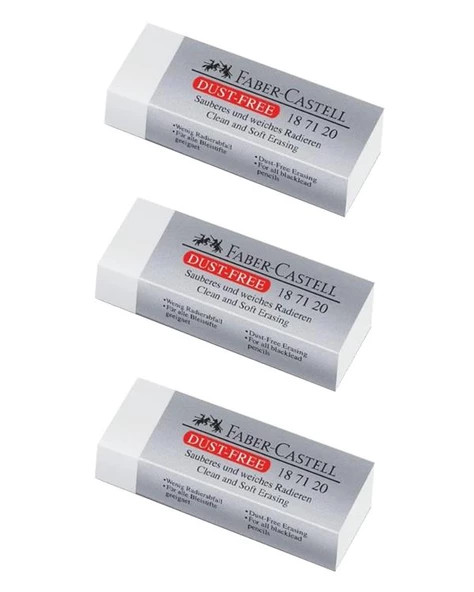 Faber Castell Dust Free Büyük Silgi Beyaz 3 lü 187120