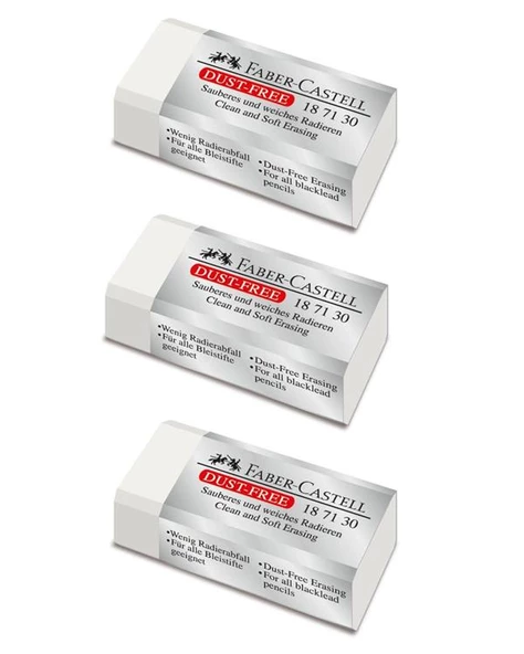 Faber Castell Dust Free Küçük Silgi Beyaz 3 lü 187130