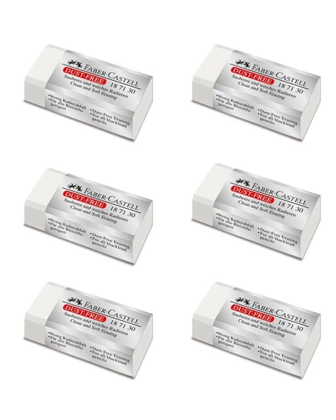 Faber Castell Dust Free Küçük Silgi Beyaz 6 lı 187130