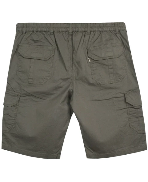 Erkek Büyük Beden 115 Kilo - 185 Kilo Arası İçin Uygun Kargo Cepli Gabardin Şort Dekons Haki - 3