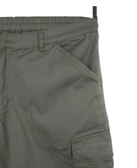 Erkek Büyük Beden 115 Kilo - 185 Kilo Arası İçin Uygun Kargo Cepli Gabardin Şort Dekons Haki - 5