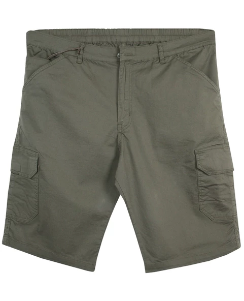Erkek Büyük Beden 115 Kilo - 185 Kilo Arası İçin Uygun Kargo Cepli Gabardin Şort Dekons Haki