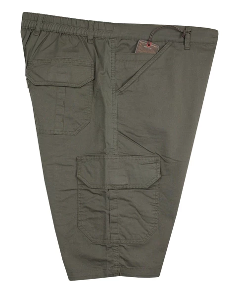 Erkek Büyük Beden 115 Kilo - 185 Kilo Arası İçin Uygun Kargo Cepli Gabardin Şort Dekons Haki - 4