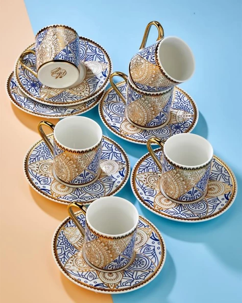 Hanedan Kahve Fincan Seti - 6 Kişilik Türk Kahvesi Fincan Takımı - 90 ML - 3