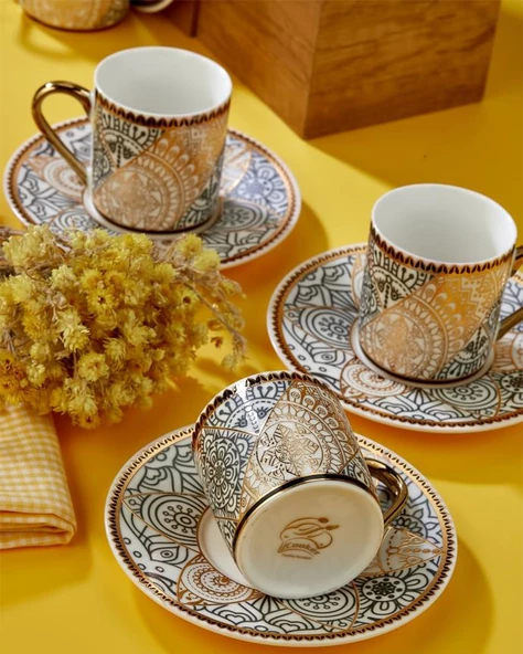 Hanedan Kahve Fincan Seti - 6 Kişilik Türk Kahvesi Fincan Takımı - 90 ML - 2