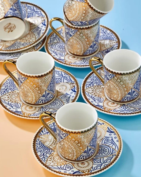 Hanedan Kahve Fincan Seti - 6 Kişilik Türk Kahvesi Fincan Takımı - 90 ML - 4