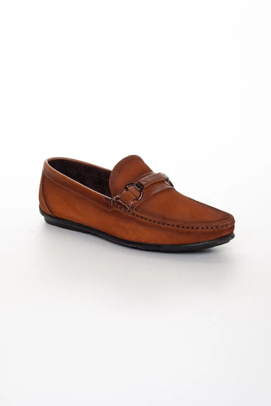 Hakiki Deri Nubuk Tokalı Erkek Taba Loafer Ayakkabı - 3