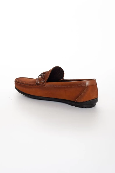 Hakiki Deri Nubuk Tokalı Erkek Taba Loafer Ayakkabı - 4
