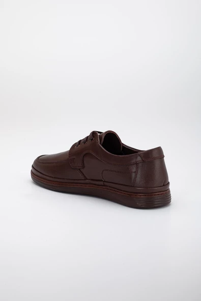 Hakiki Deri Atom 3 Bağlı Taban Dikişli Kahverengi Erkek Günlük Ayakkabı - Resim 5