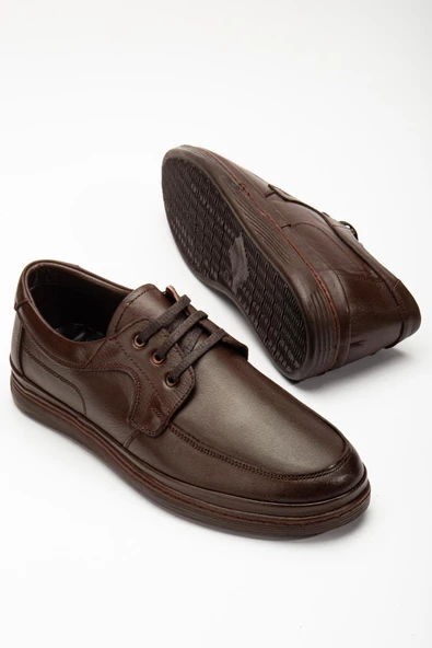 Hakiki Deri Atom 3 Bağlı Taban Dikişli Kahverengi Erkek Günlük Ayakkabı ürün görseli
