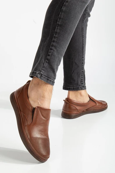 Hakiki Deri Atom Bağsız Taban Dikişli Taba Erkek Günlük Ayakkabı - Resim 2