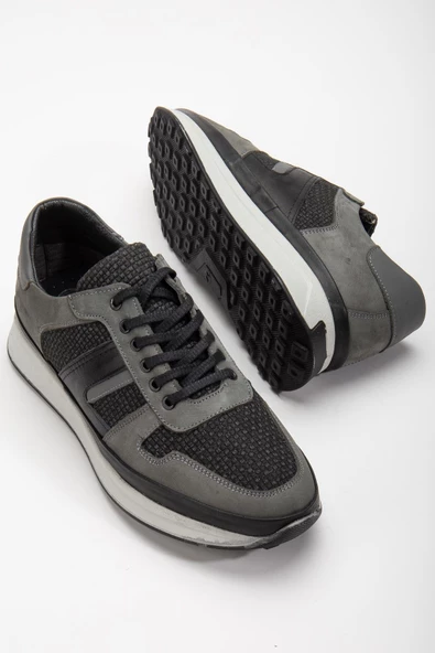 Hakiki Deri Keten Malzeme Poli Taban Bağcıklı Gri Erkek Günlük Ayakkabı ürün görseli