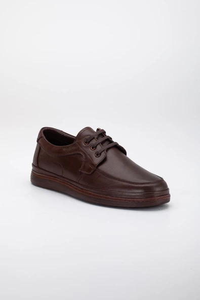 Hakiki Deri Atom 3 Bağlı Taban Dikişli Kahverengi Erkek Günlük Ayakkabı - Resim 4