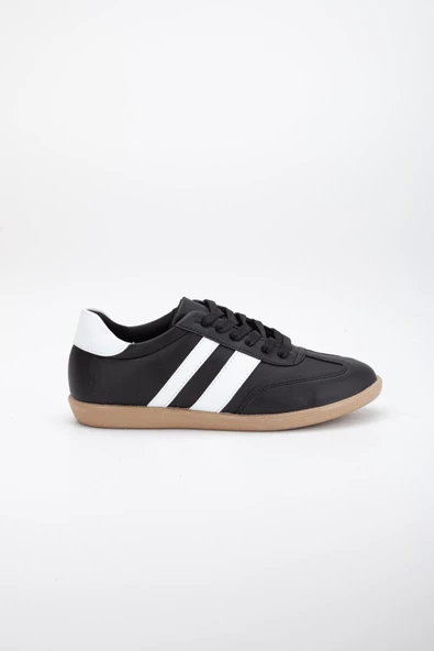 İnce Taban İki Renk Futsal Siyah Kadın Spor Ayakkabı - Resim 3