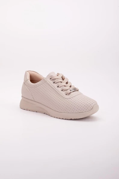 İnce Taban Bağlı Cilt Nude Kadın Spor Ayakkabı - Resim 4