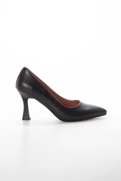 Cilt İnce Topuk Siyah Büyük Numara Kadın Ayakkabısı Topuklu Stiletto - 3