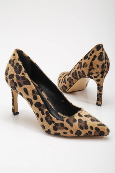 Leopar Desen Düz Model Kadın İnce Topuklu Stiletto