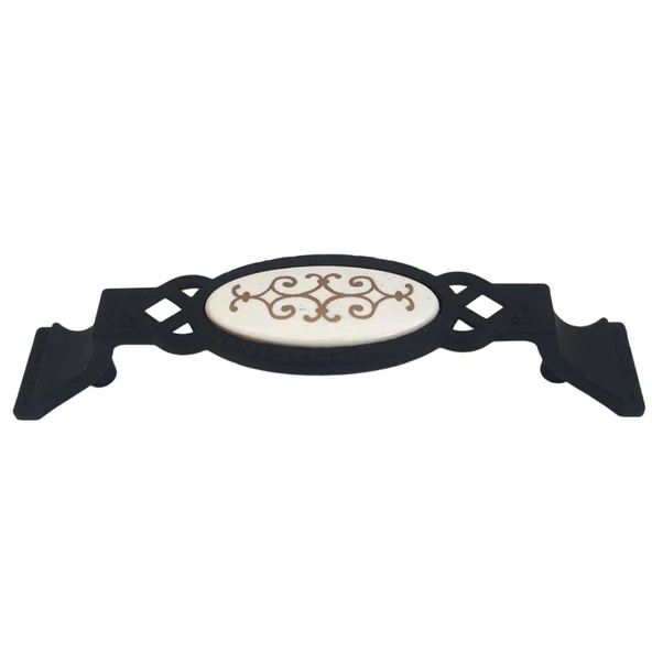 Palmiye Kulp Siyah 96 mm Kulp Mobilya Mutfak Dolabı Çekmece Dolap Kapak Kulpu Kulbu Metal Kulpları - 5