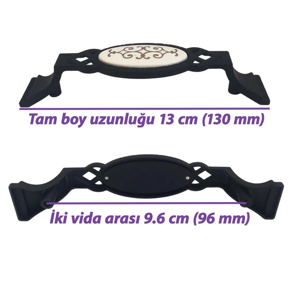 Palmiye Kulp Siyah 96 mm Kulp Mobilya Mutfak Dolabı Çekmece Dolap Kapak Kulpu Kulbu Metal Kulpları - 2