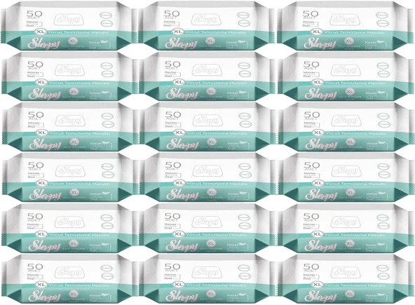 Sleepy Hasta Vücut Temizleme Islak Mendil Havlu 50 Yaprak XL 18 Li Set ürün görseli