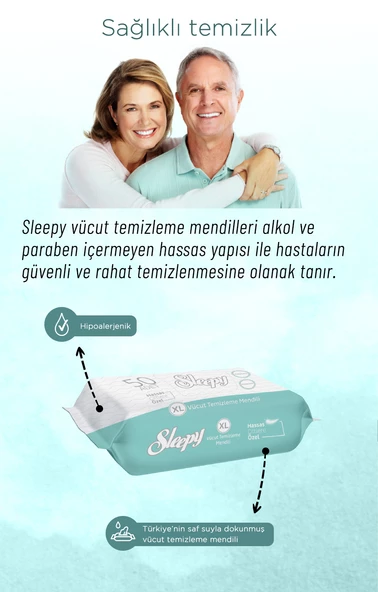 Sleepy Hasta Vücut Temizleme Islak Mendil Havlu 50 Yaprak XL (4 Lü Set) - 2