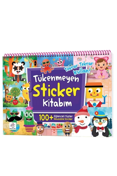 Tükenmeyen Sticker Kitabım - Eğlenceli Yüzler (100+ Tekrar Tekrar Kullanılabilen Sticker)