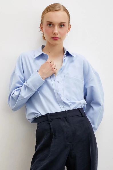 Klasik Gömlek Buz Mavisi - Resim 5