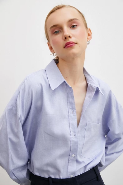 Klasik Gömlek Mavi - Resim 6