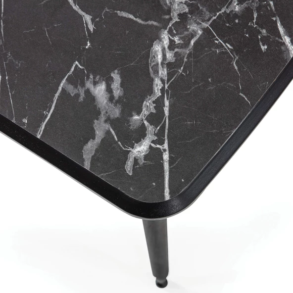 60x100 cm Lüx Ayaklı Orta Sehpa Siyah Mermer A11 - 3