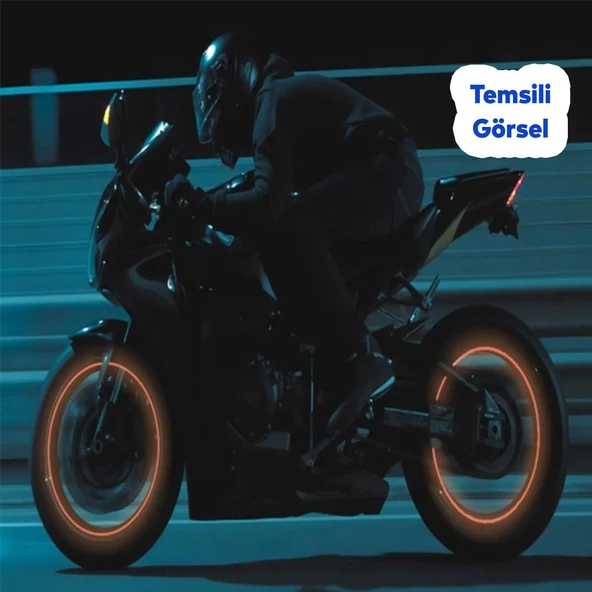 Yapışkanlı Neon Bisiklet Motosiklet Araba Jant Bandı 7 mm X 7 metre Beyaz Reflektif Parlayan Bant - 7
