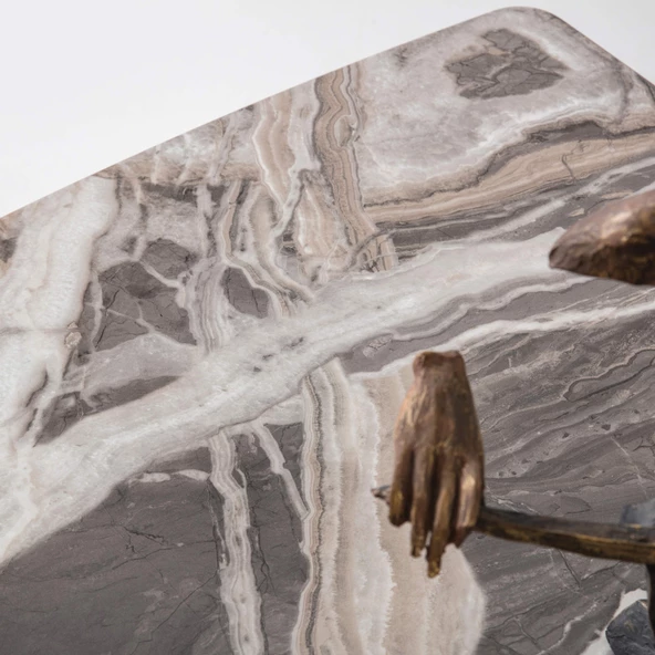 60x100 cm Ahşap Lüx Ayaklı Orta Sehpa Bej Kahve A8 - 3