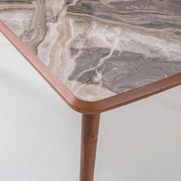 60x100 cm Ahşap Lüx Ayaklı Orta Sehpa Bej Kahve A8 - 4