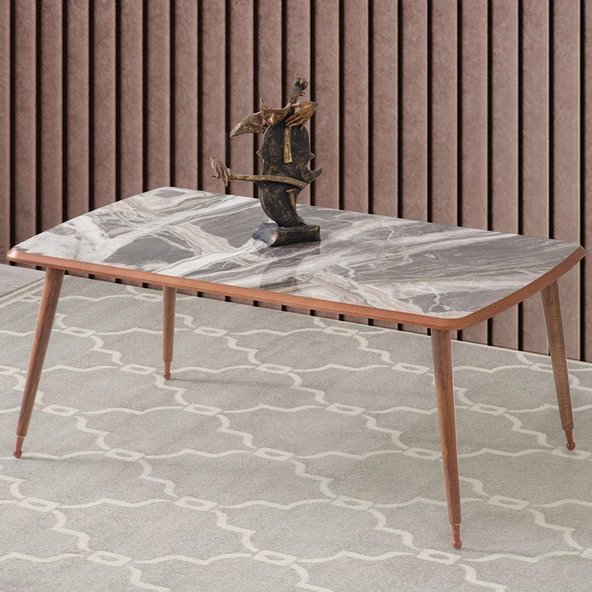 60x100 cm Ahşap Lüx Ayaklı Orta Sehpa Bej Kahve A8 - 2