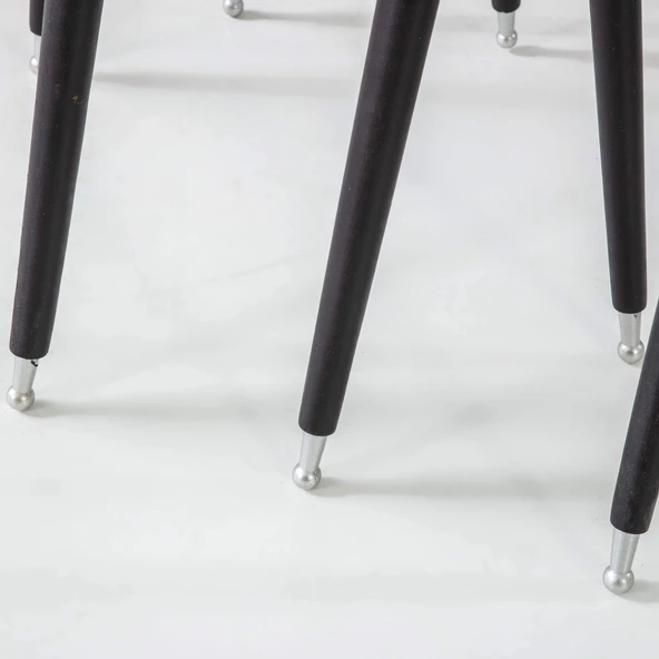 3'Lü Beyaz Dikdörtgen Ahşap Zigon Sehpa Siyah Lüx Ayaklı E13 - 5