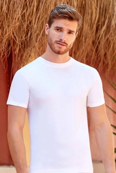 Berrak Erkek Beyaz Süprem 0 Yaka T-shirt 1003 - Resim 2