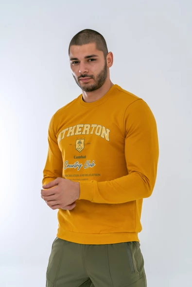Combat Tactical Outdoor Tactik Baskılı Uzun Kol Sıfır Yaka Tişört Bisiklet Yaka Günlük Basic Sweatshirt - 902 - Hardal - 5