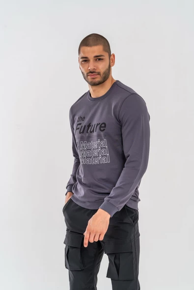 Combat Tactical Outdoor Tactik Baskılı Uzun Kol Sıfır Yaka Tişört Bisiklet Yaka Günlük Basic Sweatshirt - 902 Antrasit - 3