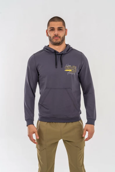 Combat Tactical Outdoor Kapüşonlu Kanguru Cepli Uzun Kol Kapşonlu Sweatshirt - 904  Antrasit - 11