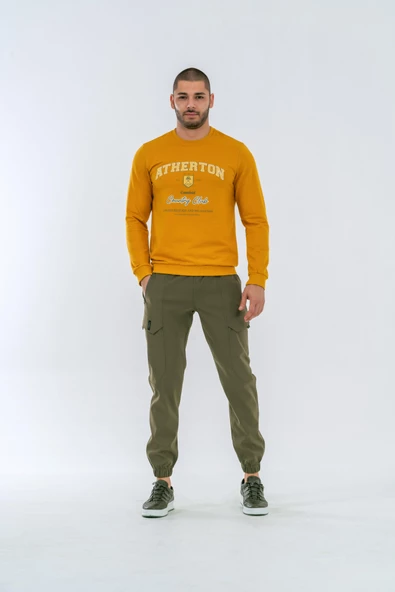Combat Tactical Outdoor Tactik Baskılı Uzun Kol Sıfır Yaka Tişört Bisiklet Yaka Günlük Basic Sweatshirt - 902 - Hardal - 2