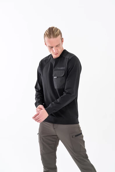 Combat Tactical Outdoor Baskılı Uzun Kol Sıfır Yaka Tişört Bisiklet Yaka Günlük Basic Sweatshirt - 907 - 3