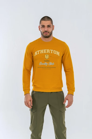 Combat Tactical Outdoor Tactik Baskılı Uzun Kol Sıfır Yaka Tişört Bisiklet Yaka Günlük Basic Sweatshirt - 902 - Hardal - 4