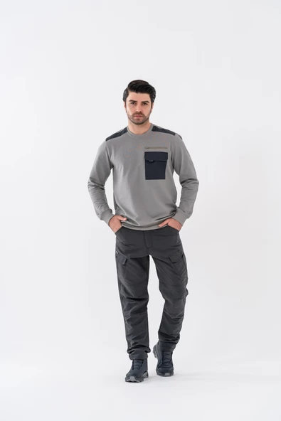 Combat Tactical Outdoor Baskılı Uzun Kol Sıfır Yaka Tişört Bisiklet Yaka Günlük Basic Sweatshirt - 907 - 12