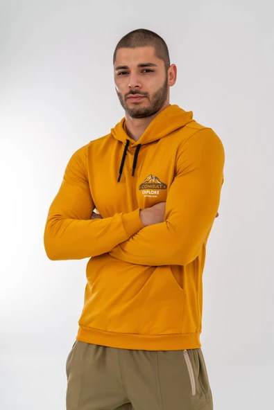 Combat Tactical Outdoor Kapüşonlu Kanguru Cepli Uzun Kol Kapşonlu Sweatshirt - 904 Hardal - 6