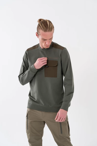 Combat Tactical Outdoor Baskılı Uzun Kol Sıfır Yaka Tişört Bisiklet Yaka Günlük Basic Sweatshirt - 907 - 3