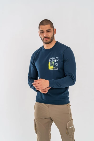 Combat Tactical Outdoor Tactik Baskılı Uzun Kol Sıfır Yaka Tişört Bisiklet Yaka Günlük Basic Sweatshirt - 902 Lacivert - 11