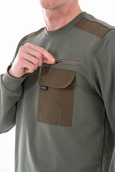 Combat Tactical Outdoor Baskılı Uzun Kol Sıfır Yaka Tişört Bisiklet Yaka Günlük Basic Sweatshirt - 907 - 4